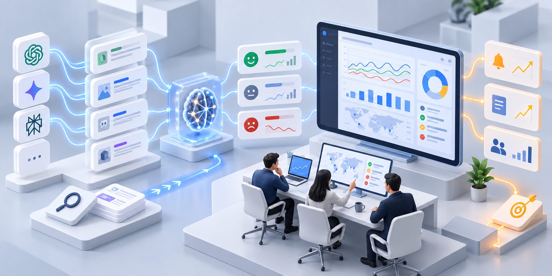 AI brand sentiment monitoring software dashboard showing sentiment across AI search engines