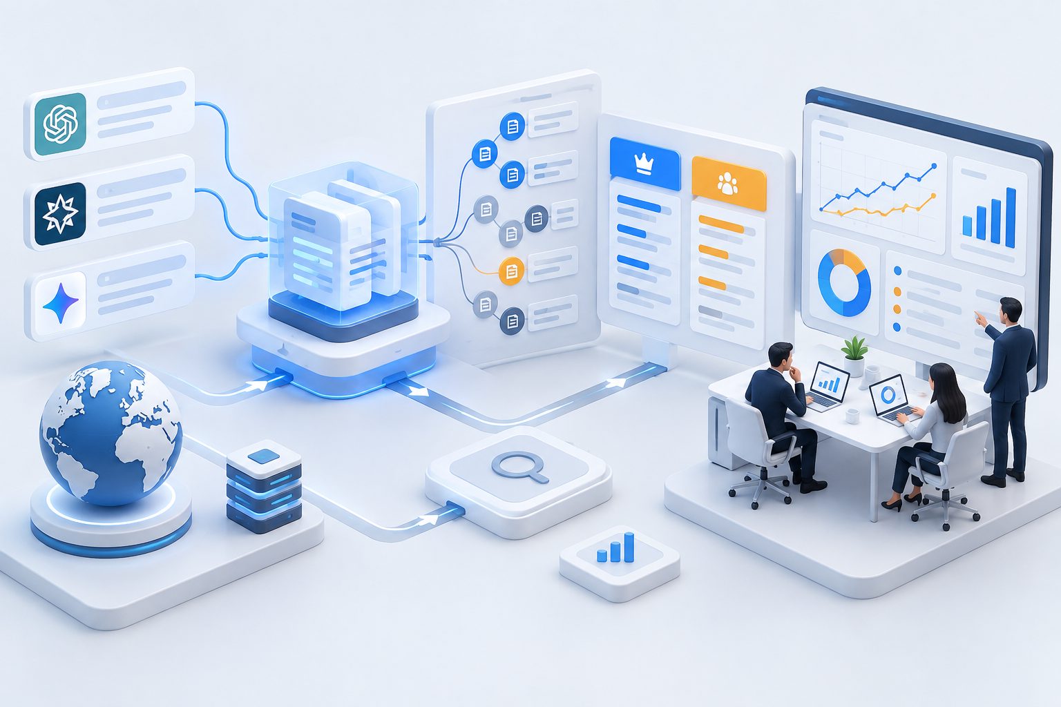 AI search citation tracking view comparing brand and competitor sources