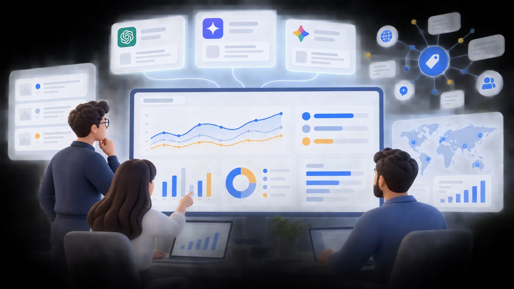 AI search visibility gap analysis dashboard comparing brand and competitor mention rates