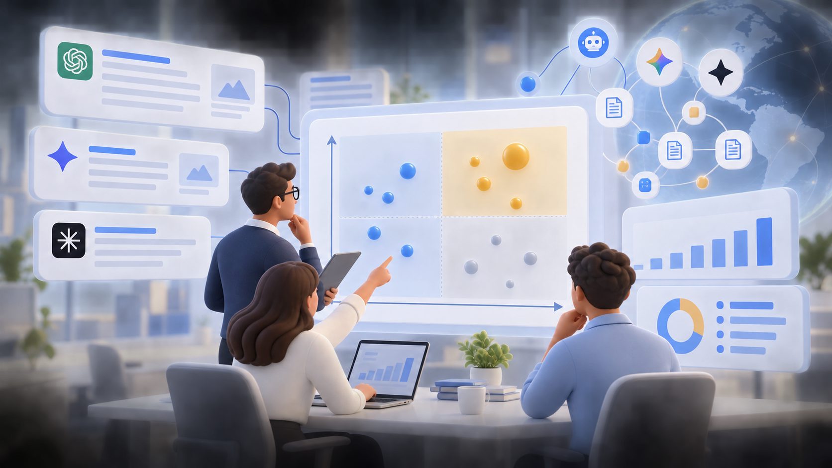 Gap prioritization matrix plotting buyer intent against competitor dominance