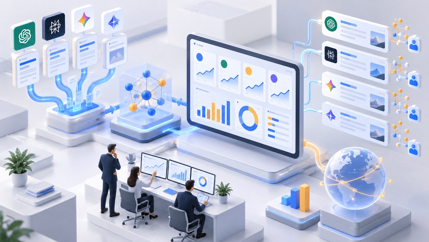Dashboard showing multi-brand AI visibility monitoring across AI engines