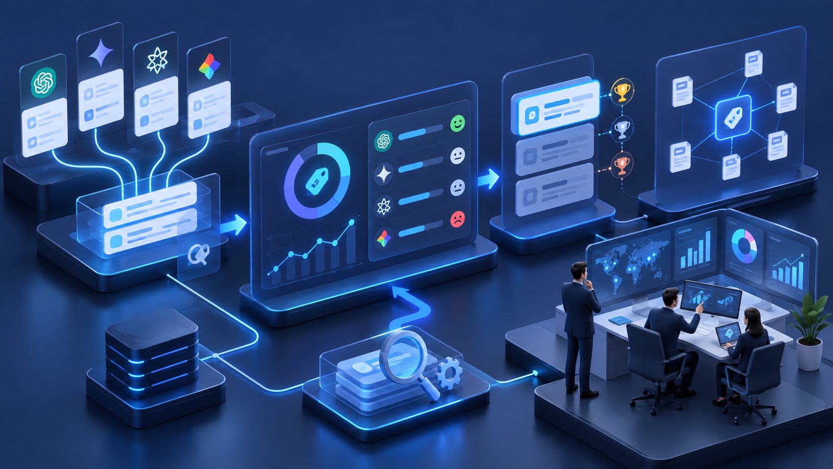 Baseline audit showing brand mention rate, ranking position, and sentiment across AI engines