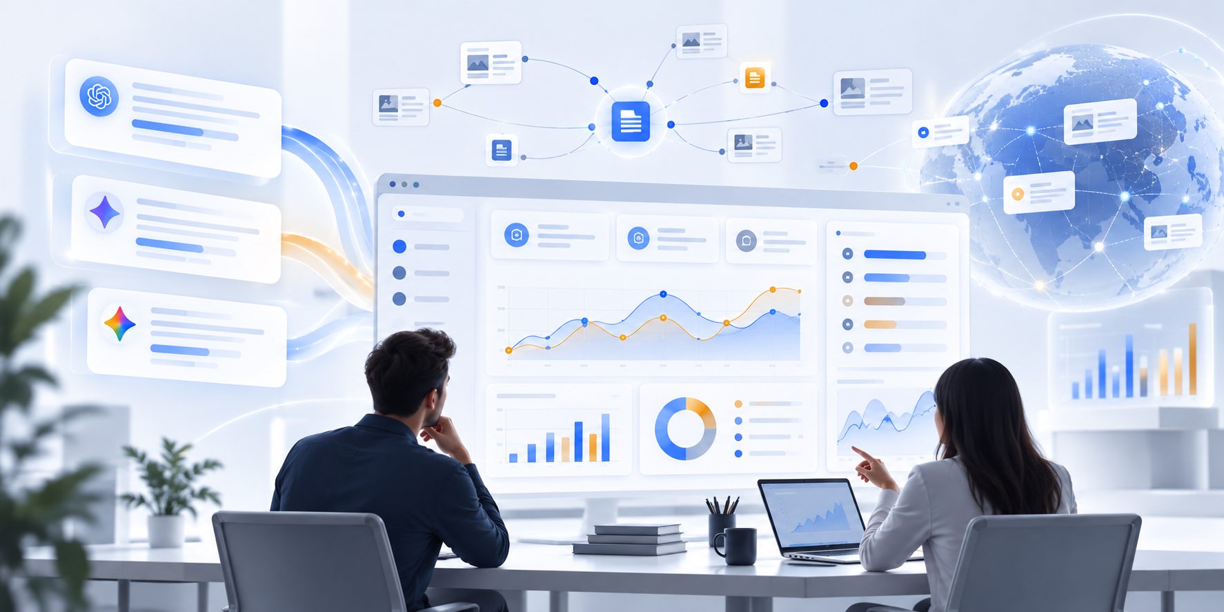 AI search visibility dashboard showing brand mentions, citations, competitors, and trends