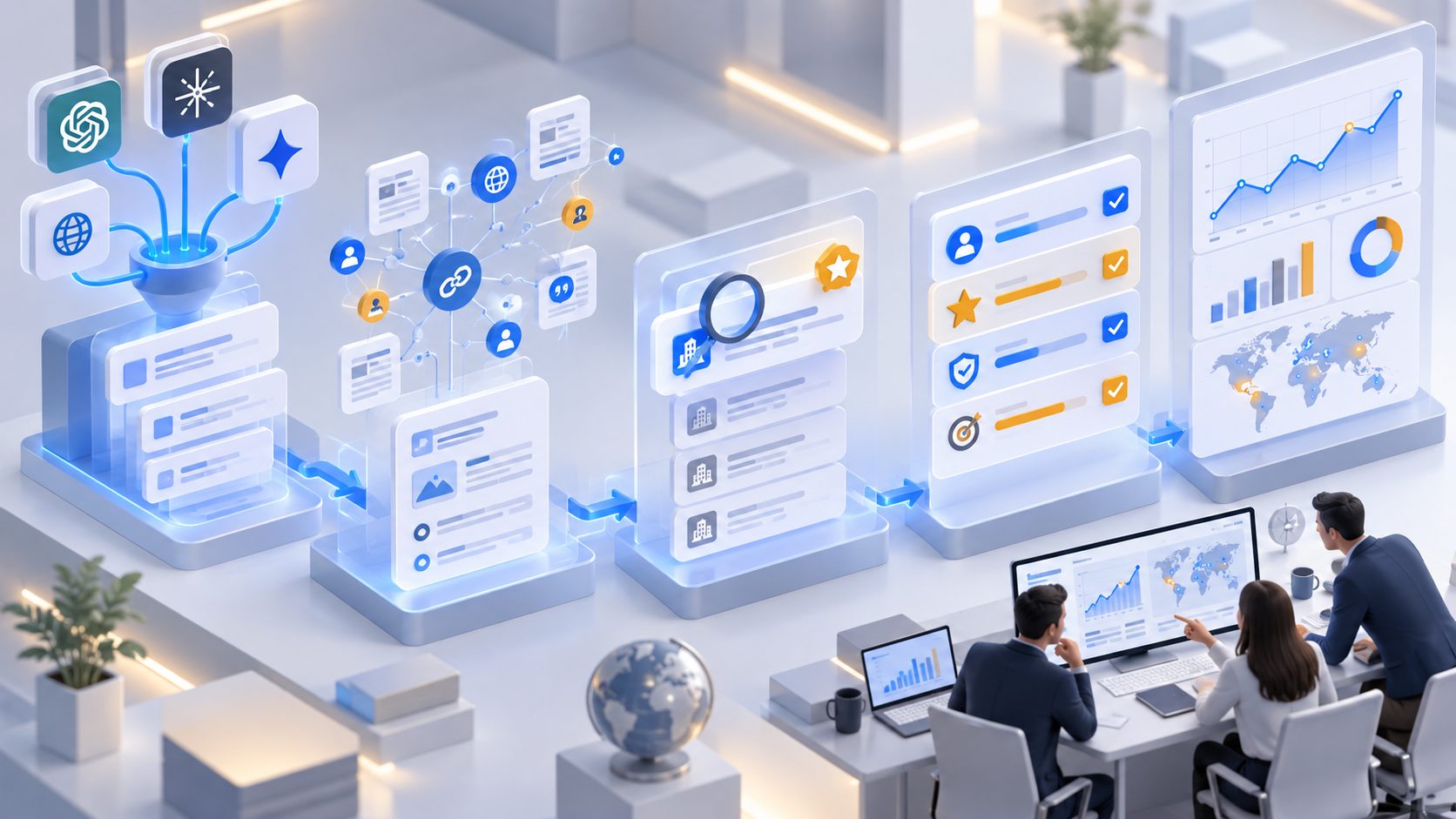 Answer verification scorecard mapping brand presence, priority, proof, and precision