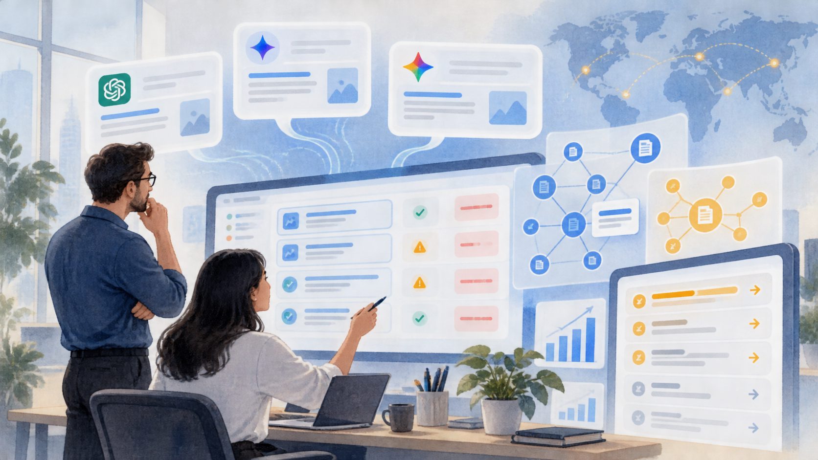 AI search prompt audit showing coverage gaps and prioritized optimization actions