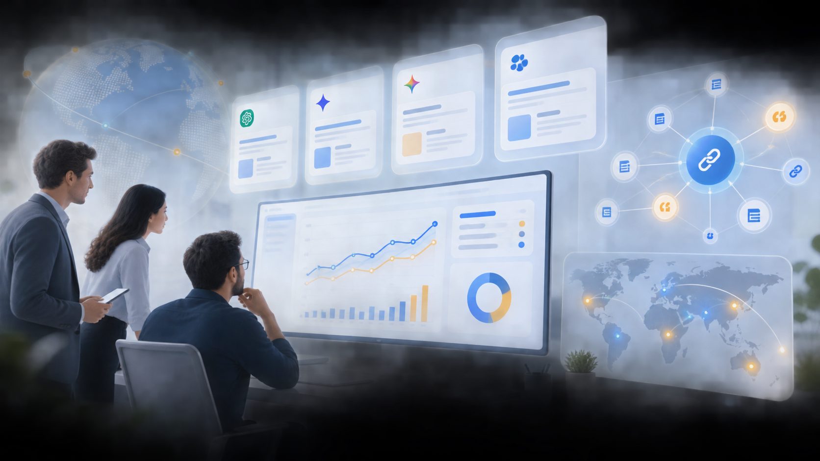 Enterprise AI ranking software dashboard showing cross-model visibility, rankings, and citations