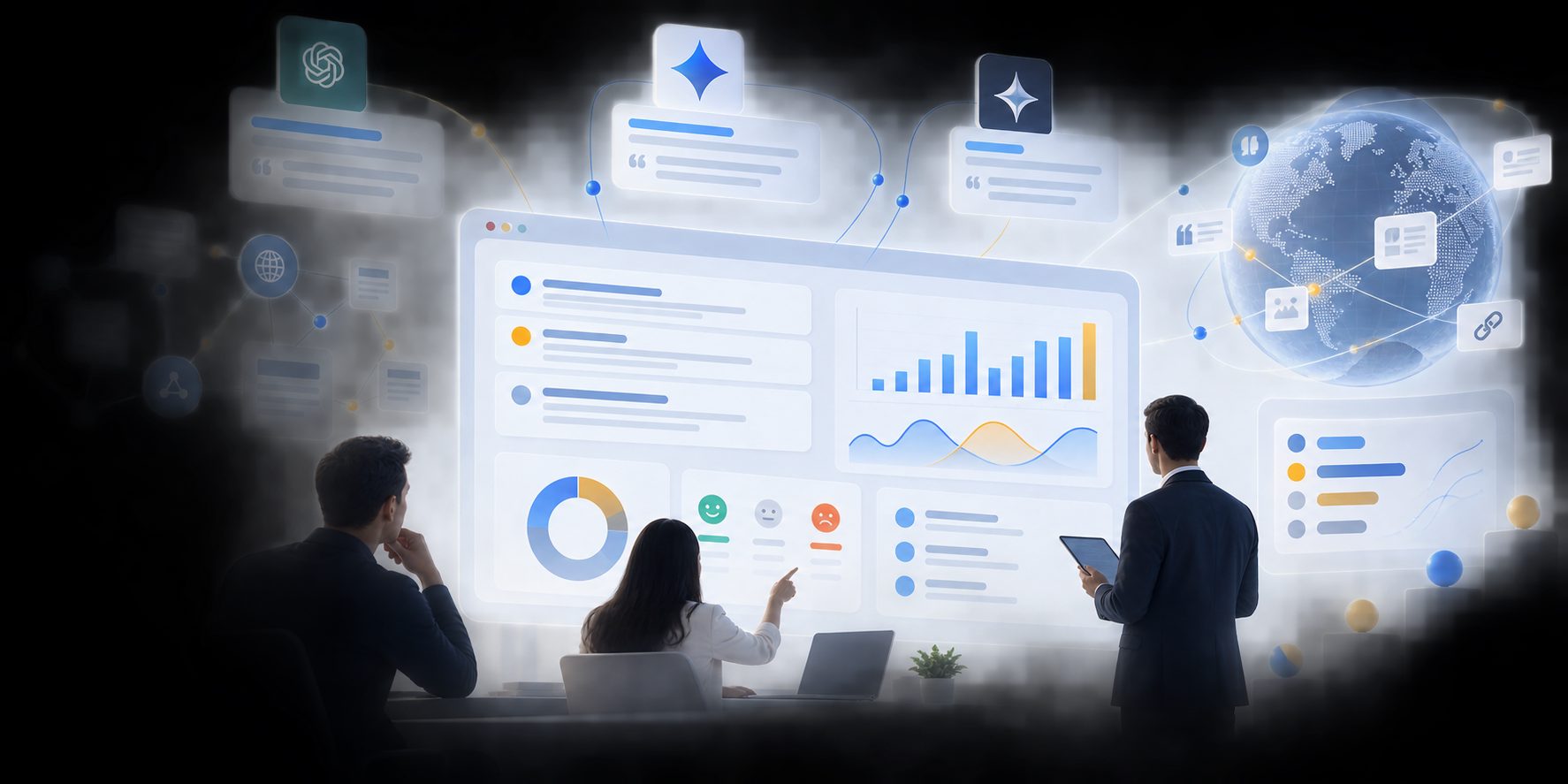 AI visibility report showing brand mentions, competitor rankings, sentiment, and cited sources