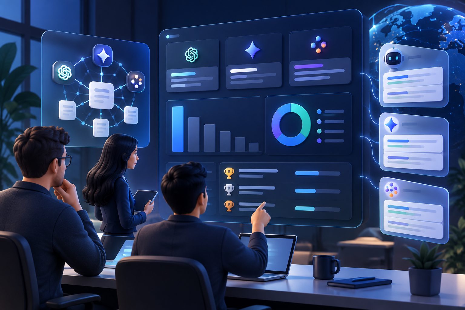 AI search competitor audit dashboard showing share of voice and recommendation position