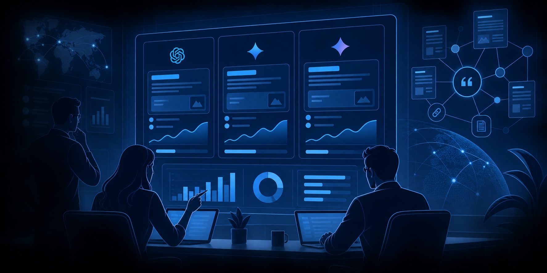 Cross engine AI visibility tracker dashboard comparing brand performance across AI platforms