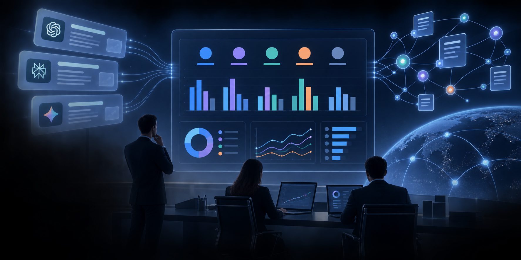 LLM share of voice benchmarks dashboard comparing SaaS brands across AI engines