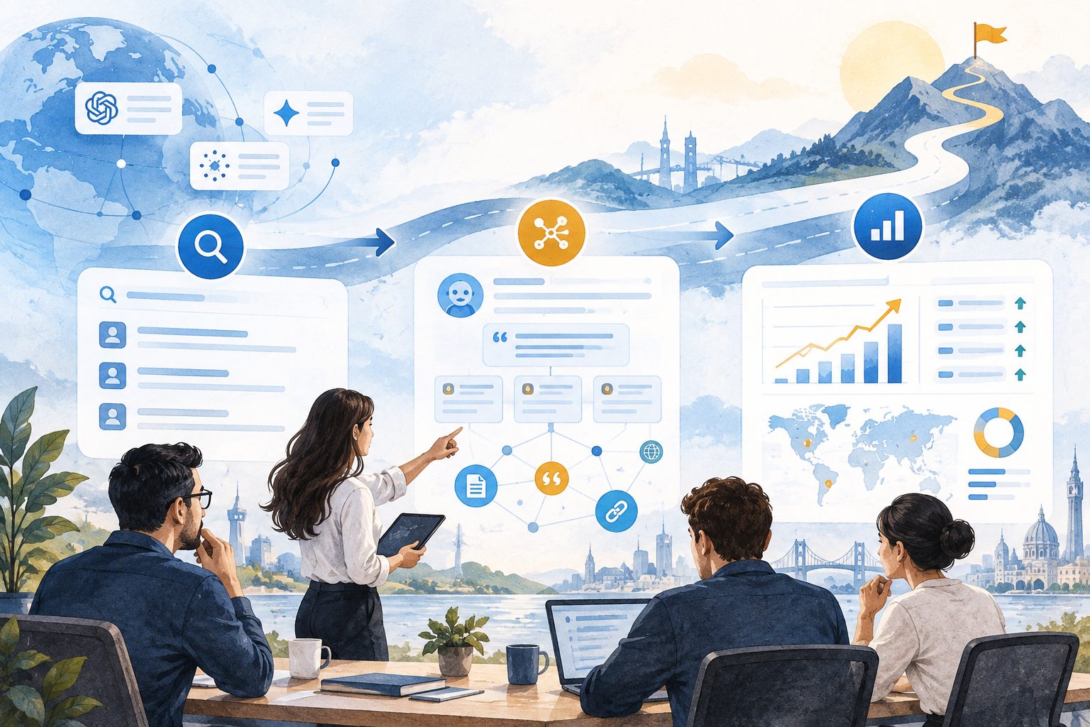 90 day GEO roadmap for SaaS showing three phases from measurement to optimization