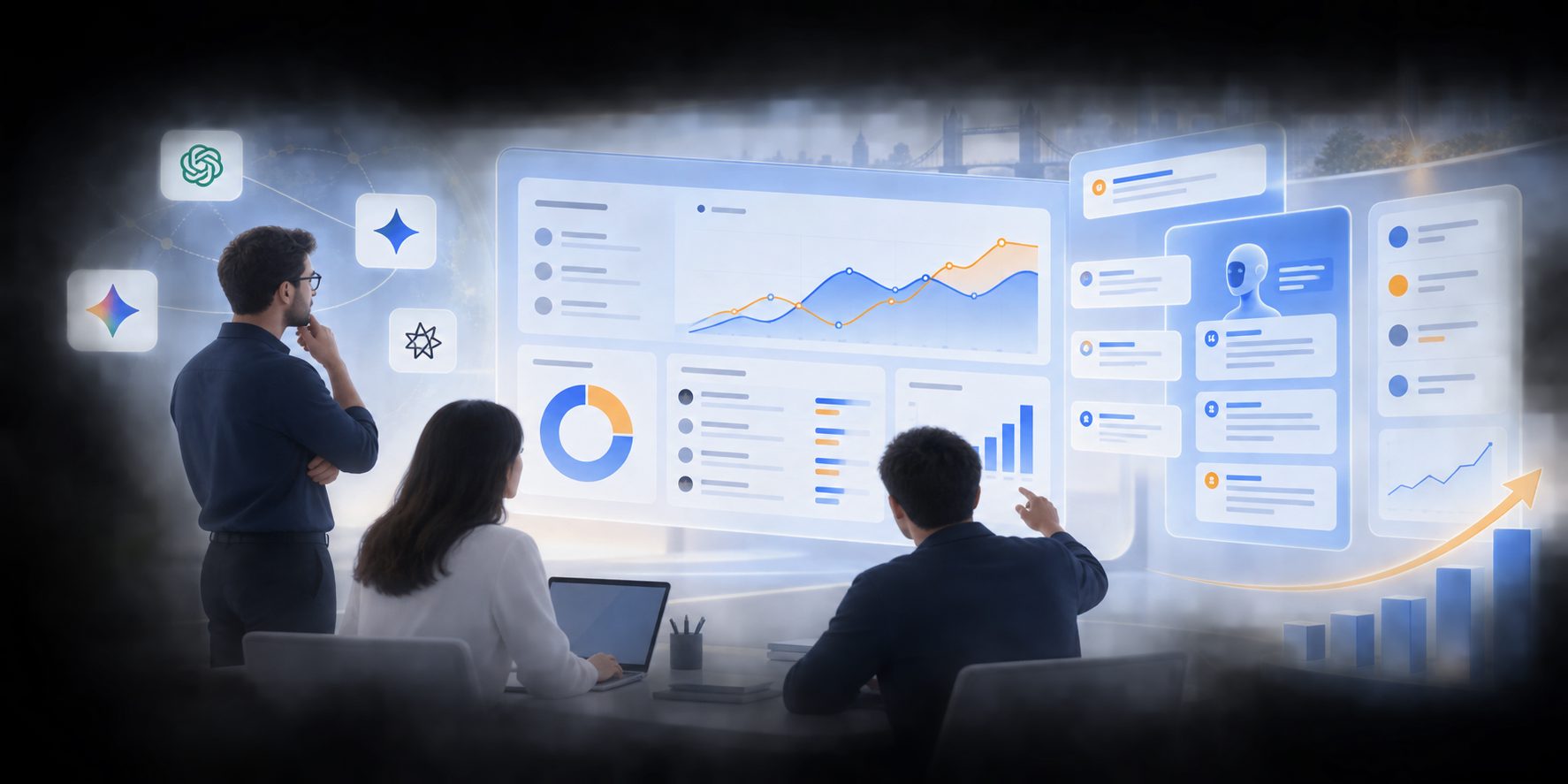 SaaS AI visibility dashboard showing mentions, citations, competitors, and daily trends