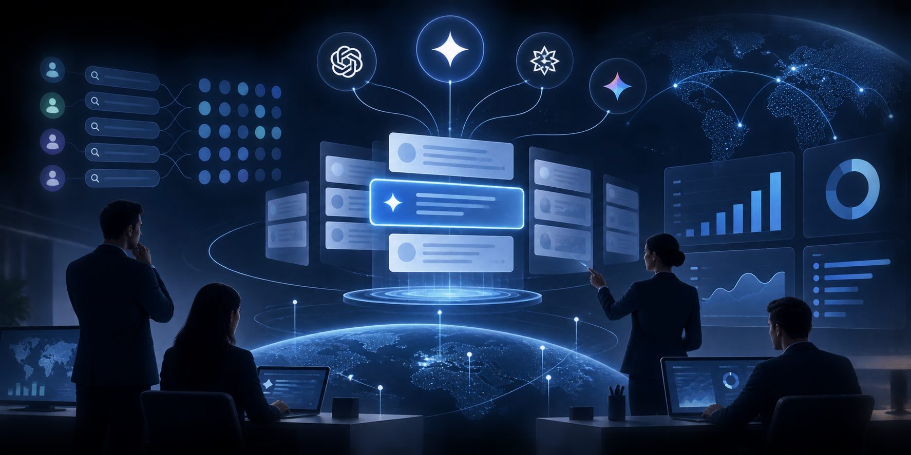 Prompt matrix for enterprise AI share of voice by buyer stage, market, and engine
