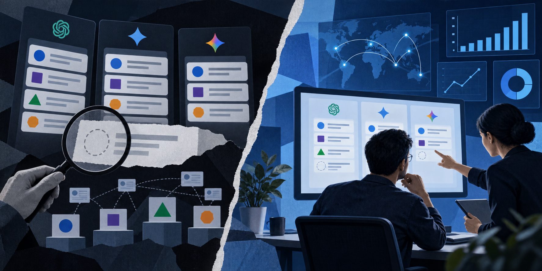 AI prompt comparison showing competitor recommendations, citations, and missing brand signals
