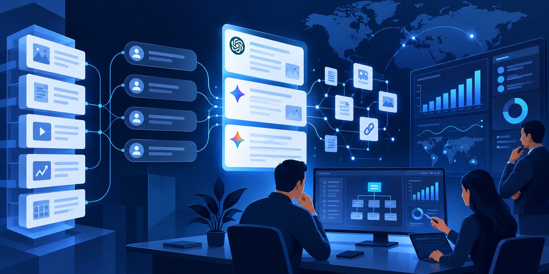 Enterprise software content architecture mapped to AI buyer questions