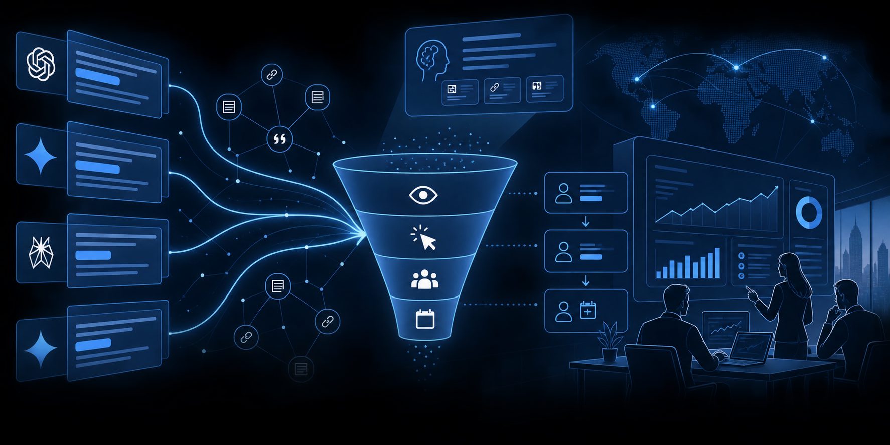AI brand mention conversion rate measurement funnel from AI answers to trials and demos