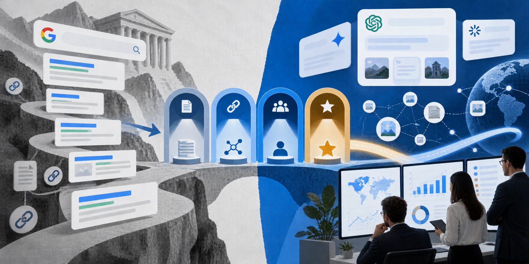 GEO ranking signals vs traditional Google ranking factors across four visibility gates