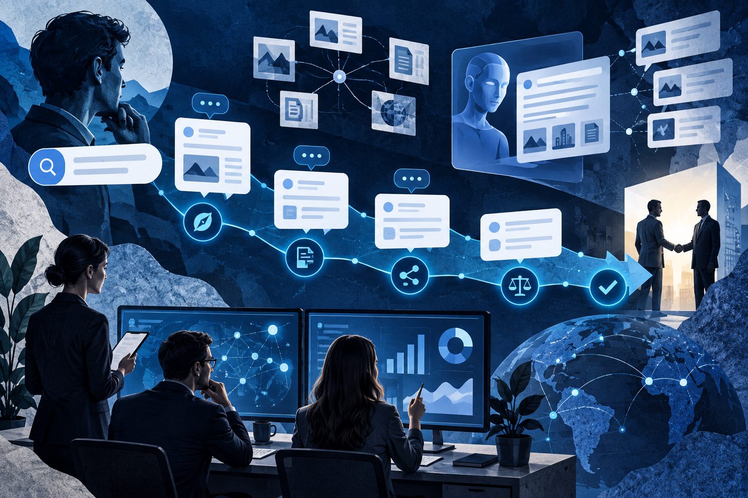 Multi-turn B2B buyer intent map from discovery to decision support
