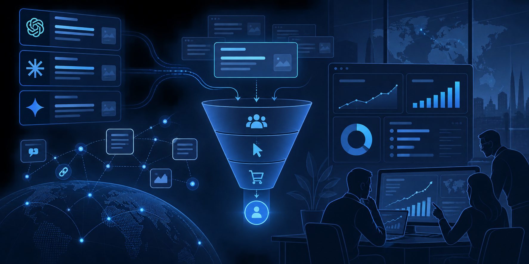 Example AI referral cost and customer attribution funnel