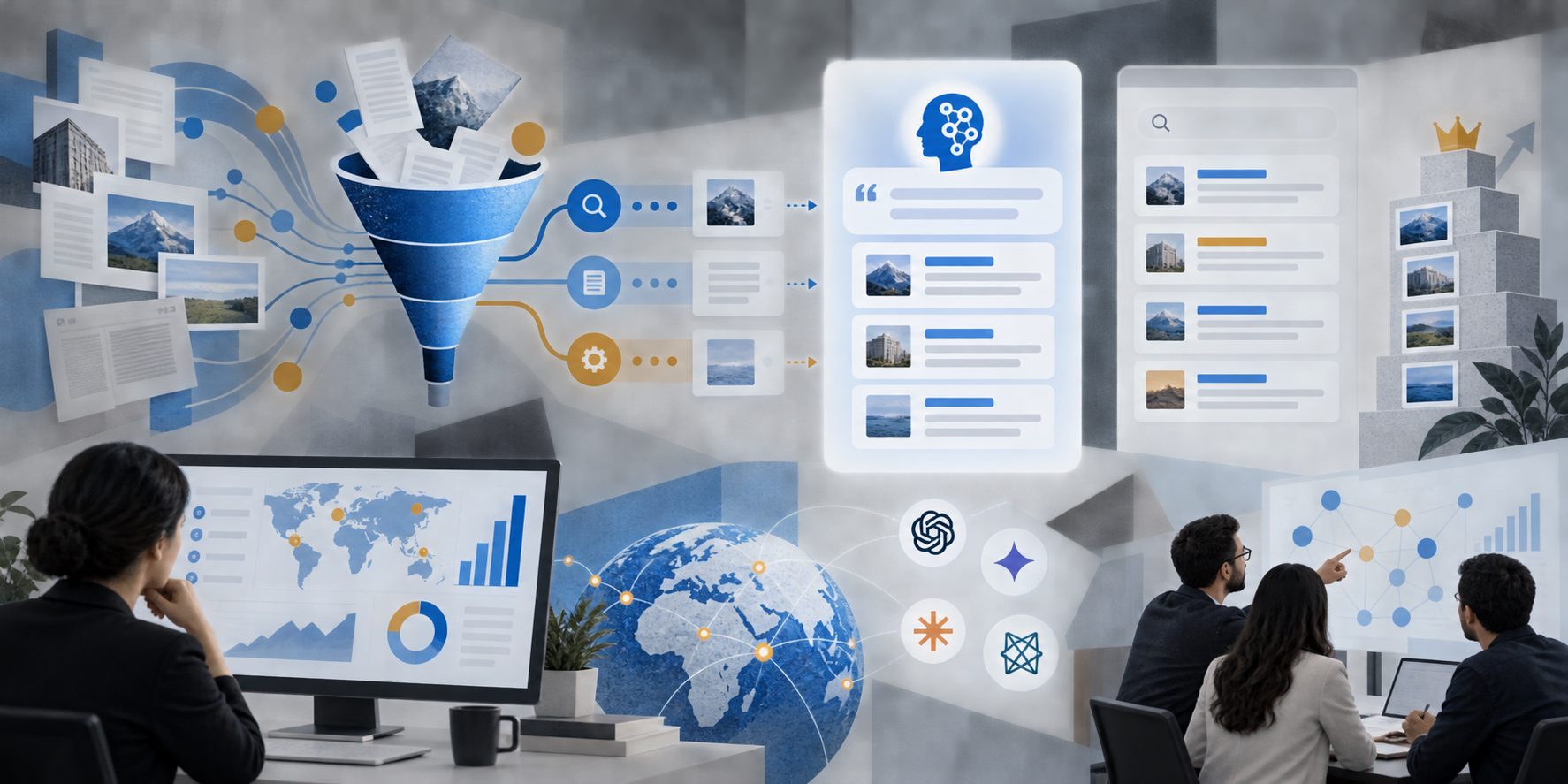 AI citation funnel showing retrieval, evidence fit, and citation utility