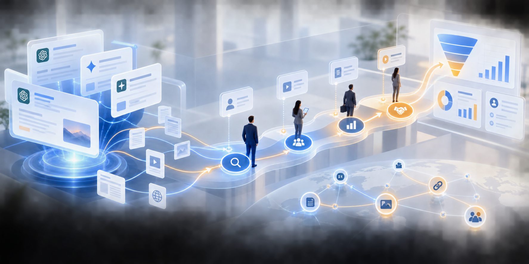 Multi-touch AI attribution for B2B buyer journeys across AI search and CRM stages