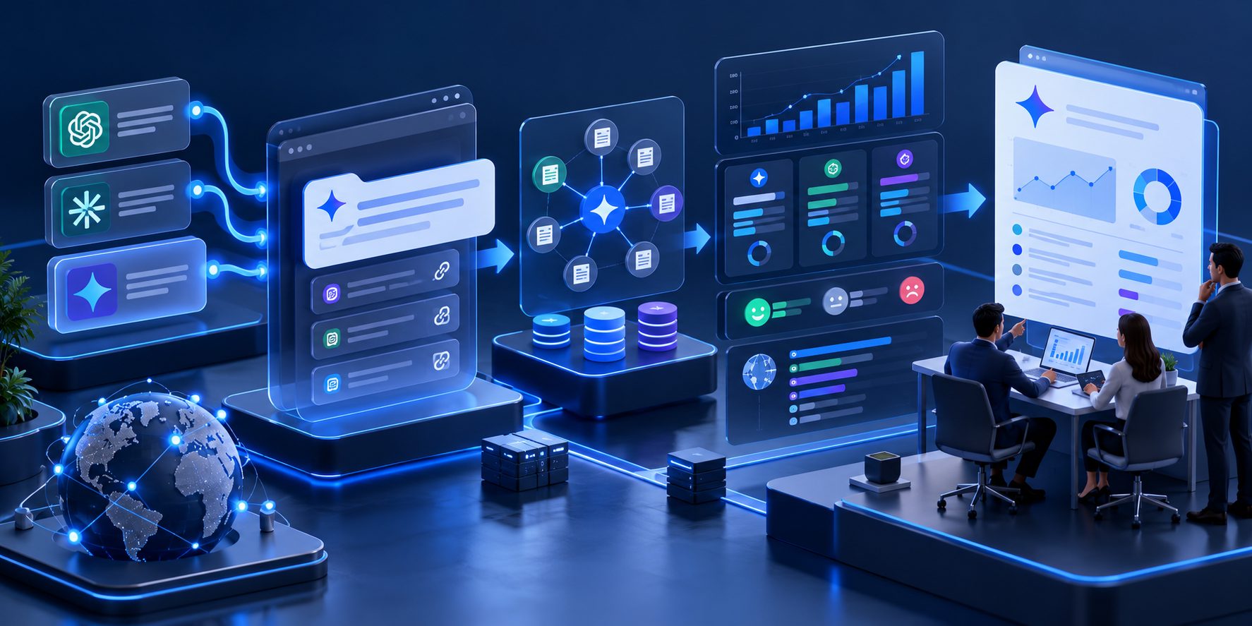 AI search visibility report comparing Gemini citations, competitors, sentiment, and source domains