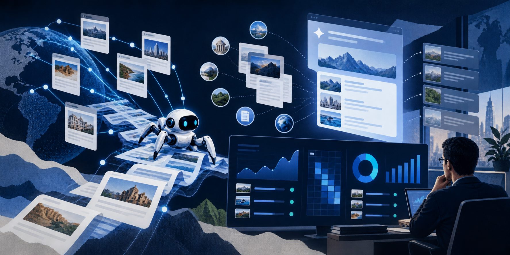 AI crawler monitoring dashboard showing URL access, citation sources, and priority coverage