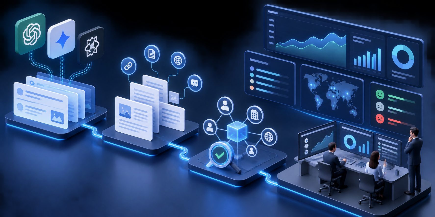 AI search visibility dashboard tracking brand mentions, citations, sentiment, and competitors