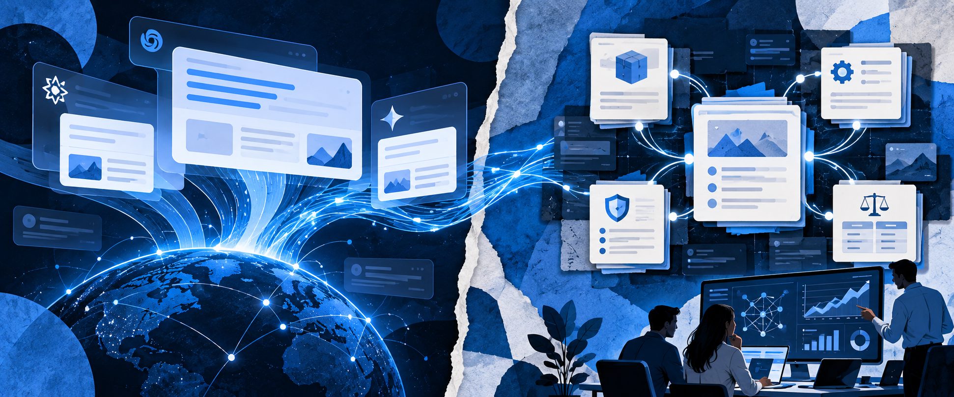 B2B knowledge base citation cluster connecting product, technical, security, and comparison pages